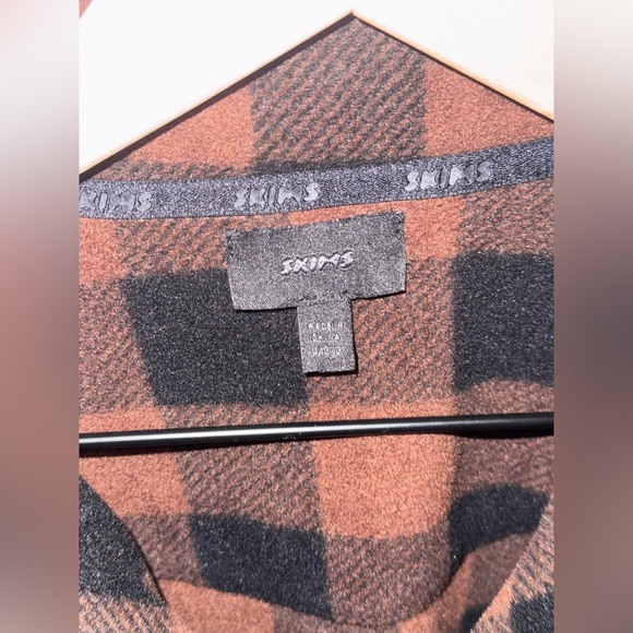 Skims Brown Plaid Polyester Fleece Pajama Set Women’s Size Large - Picture 6 of 13
